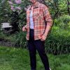 Men's Flannel Shirts Casual Button Down Plaid Shirt Jacket Long Sleeve Fleece Shacket with Pockets