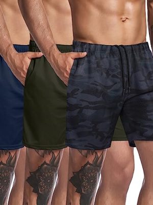 Men's Gym Workout Shorts Lightweight Running Bodybuilding with Pockets Black