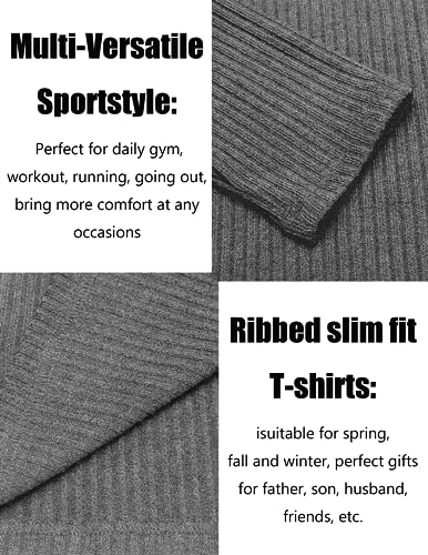 51vHHcO-6oL.jpg Men's 2 Pack Muscle T-Shirt Stretch Long Sleeve Gym Workout Bodybuilding Training Tee Shirts Casual Hipster Tops