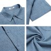 Mens Button Down Short Sleeve Shirt Casual Beach Shirt Summer Vacation Textured Shirts