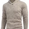 Men Dress Sweater Shawl Collar Sweatshirt Fashion Light Fleece Sweatshirt Dark Blue