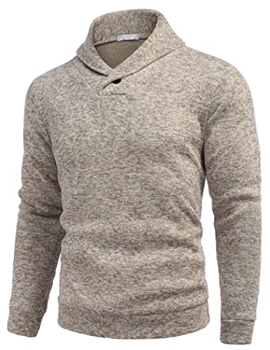Men Dress Sweater Shawl Collar Sweatshirt Fashion Light Fleece Sweatshirt Dark Blue