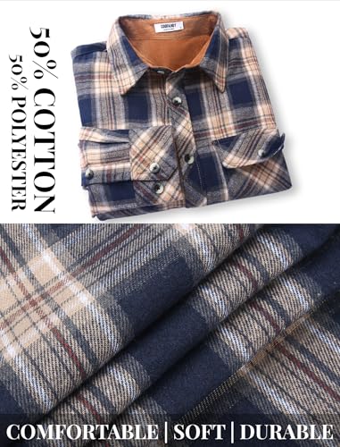 Men's Fall Plaid Button Down Shirt Long Sleeve Casual Cowboy Work Shirts Lightweight Flannel Shirts Two Pocket