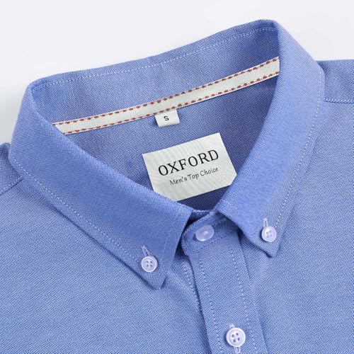 Men's Cotton Oxford Shirt Short Sleeve Button Down Business Casual with Chest Pocket for Gifts